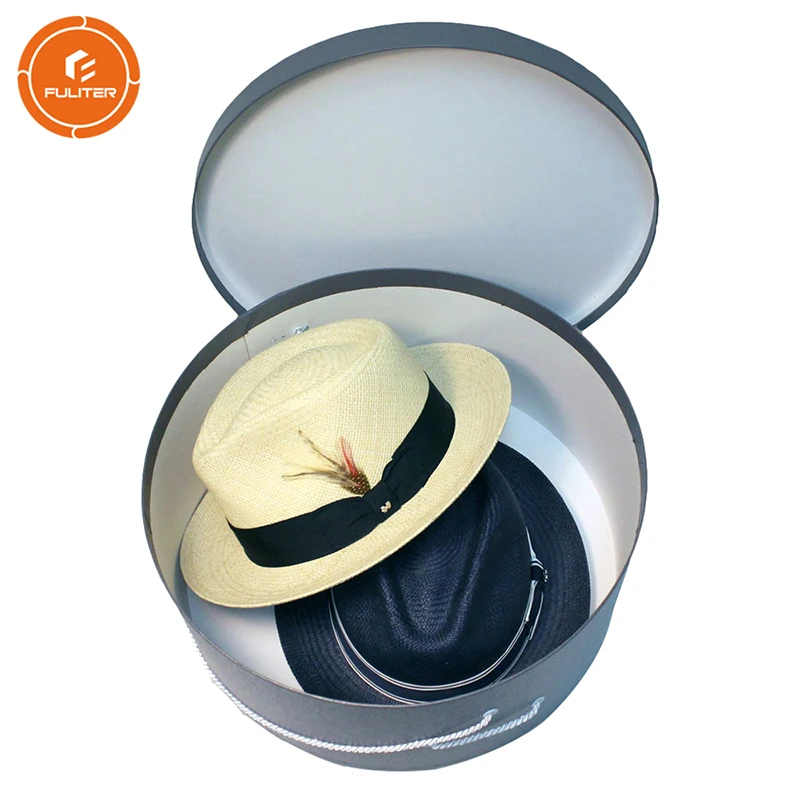 

Custom Wide Brim Fedora Hat Box Cowboy Hat Shopping Box Round Hat Box With Logo