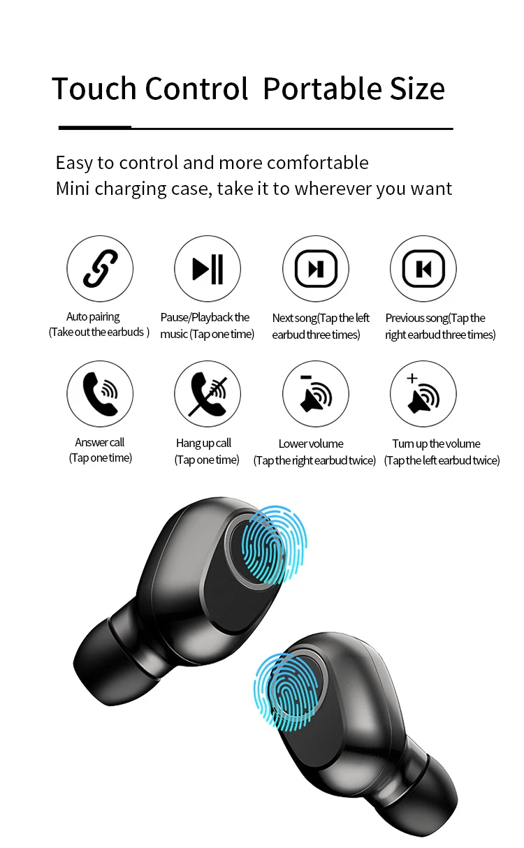 Product Trending True Bluetooths 5.0 TWS Earbuds Earphones D-001 With Charging Bank - ANKUX.COM
