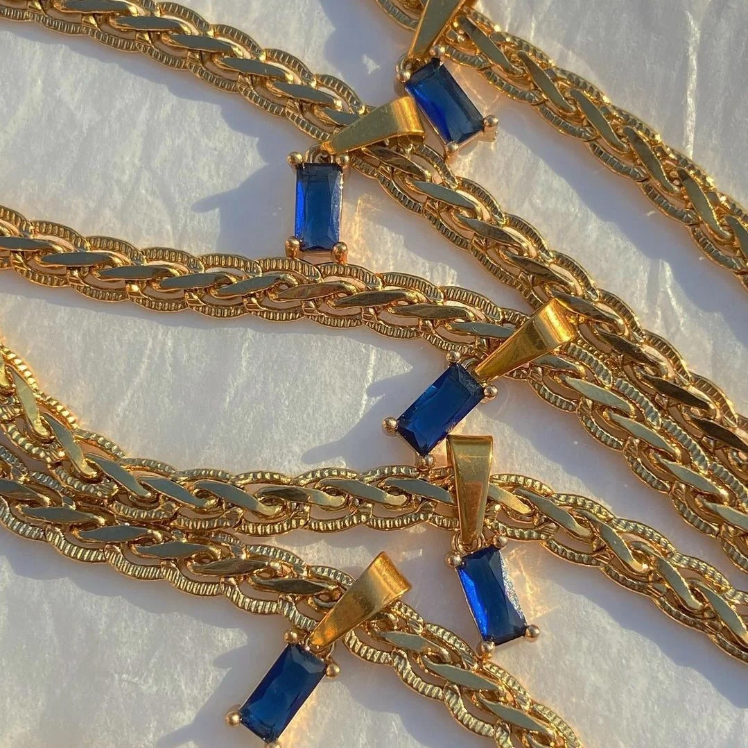 

Vintage Rainbow Zircon Stainless Steel Waterproof Birthstone Necklace 18K Gold Dainty Gemstone Choker Birthday Gift Jewelry