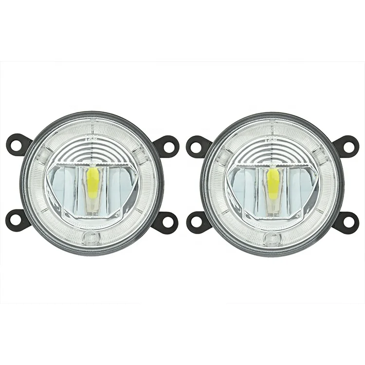 Ailead 12V Auto Lighting System  Universal 90MM Car LED DRL+FOG Light Daytime Running Lights