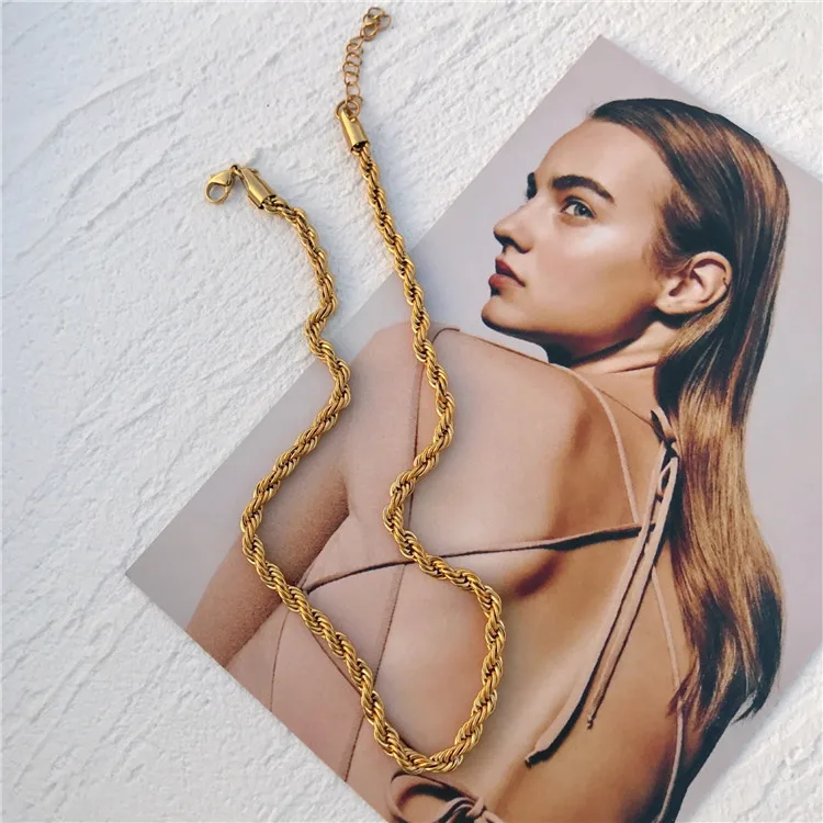 

SP High Quality 24K Stainless Steel Gold Rope Chain Necklace Bracelet