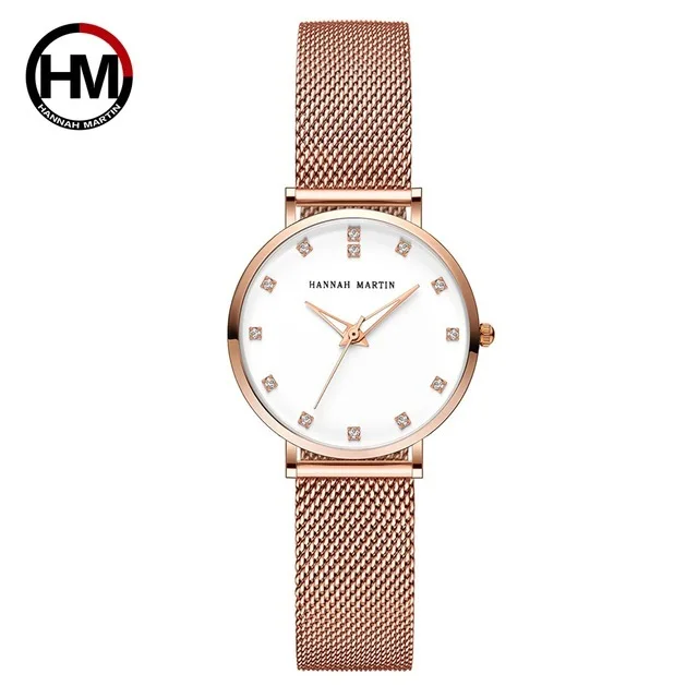 

JY-Mall Watches HANNAH MARTIN CZ32 Trending design ladies quartz wristwatches diamond water resistant SS luxury girls watch