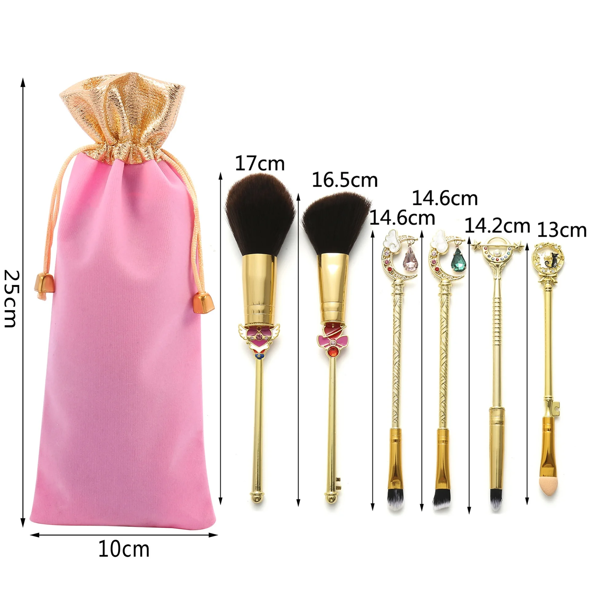

New 2021 maquiagem Cosmetic Brush Make Up Brushes Set 6pcs Professional Makeup Brush Set Beauty Tools With Packaging Bags, Gold / rose gold