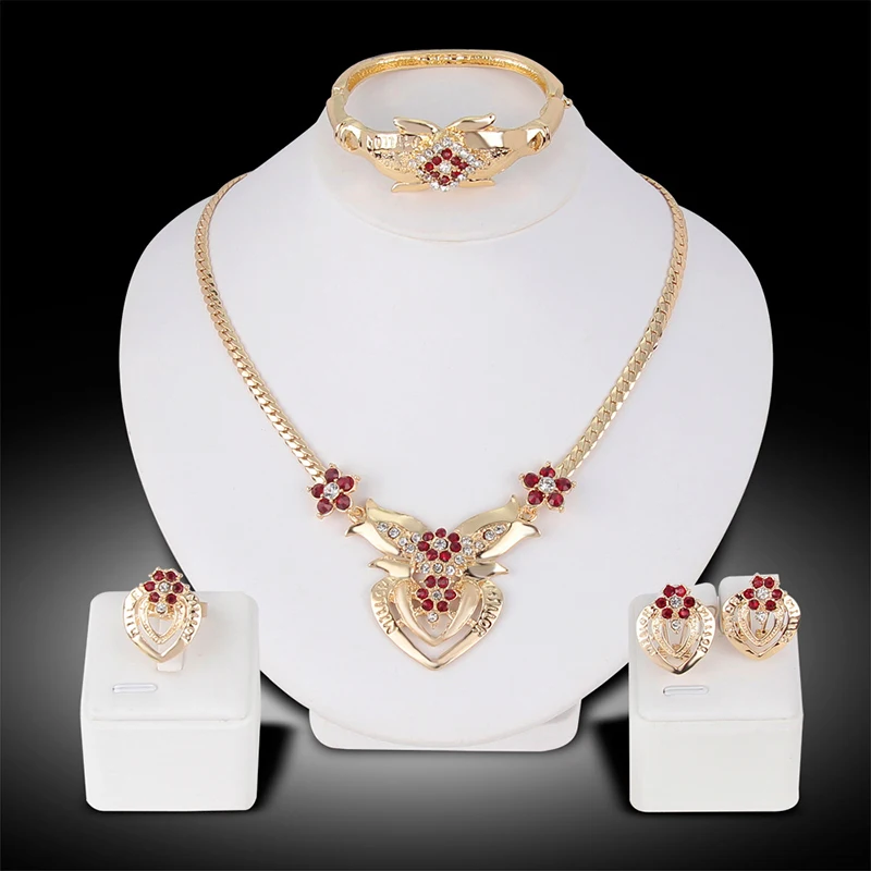 

Alloy Necklace Earring Ring Bracelet Four Piece Bridal Necklace Set