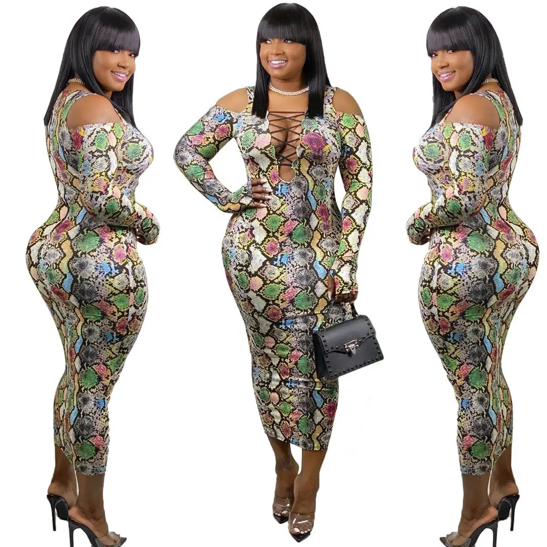 

High Quality Most Popular Leopard Print Plus Size Women Dress Deep V-Neck Sexy Dress Casual Fall Clothing For Ladies