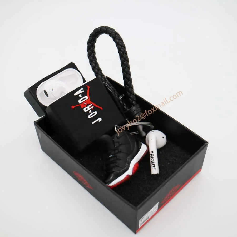 

Drop shipping AJ 11 3d sneaker collection cases used for airpods Pro gen 2 1 with mini sneaker keychain mini box