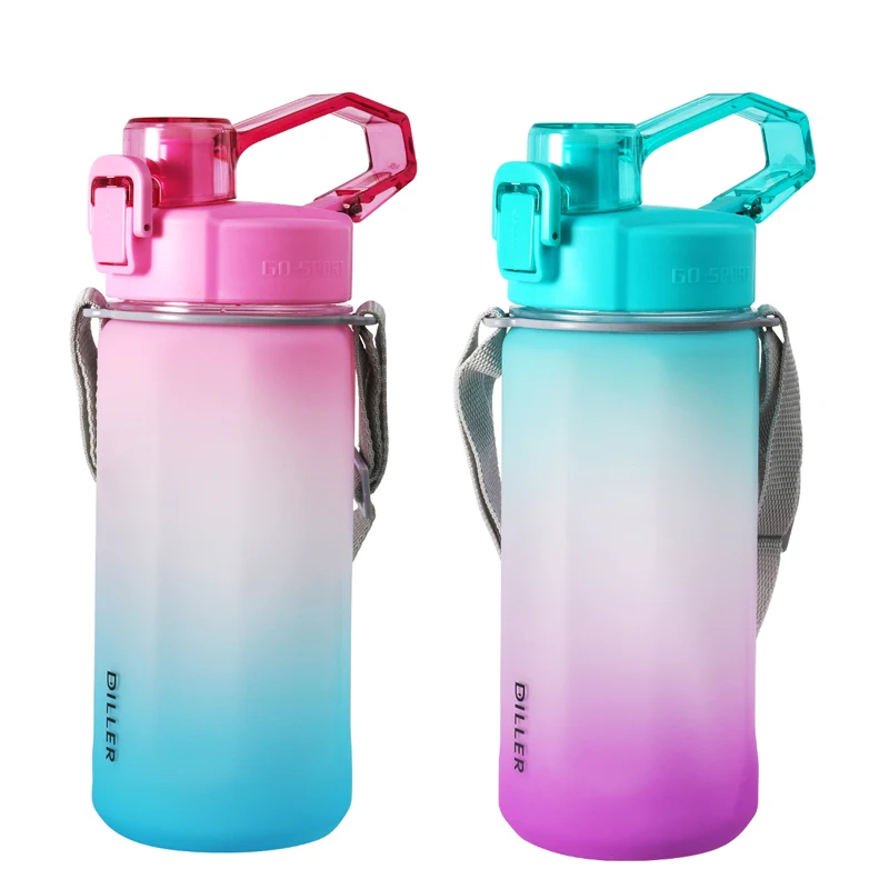 

2021amazon 1000ML BPA Free Portable Plastic Water Bottle Gradient color plastic material cup custom logo color, Customized color