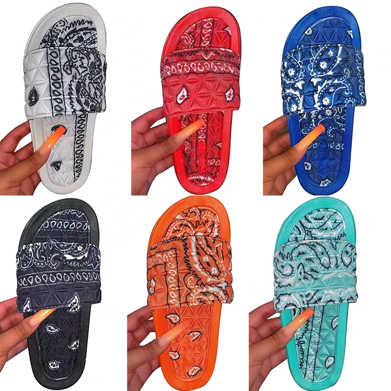 

Custom Sandalias New Style Bandanna Women Bandana Slides Bandana Slippers