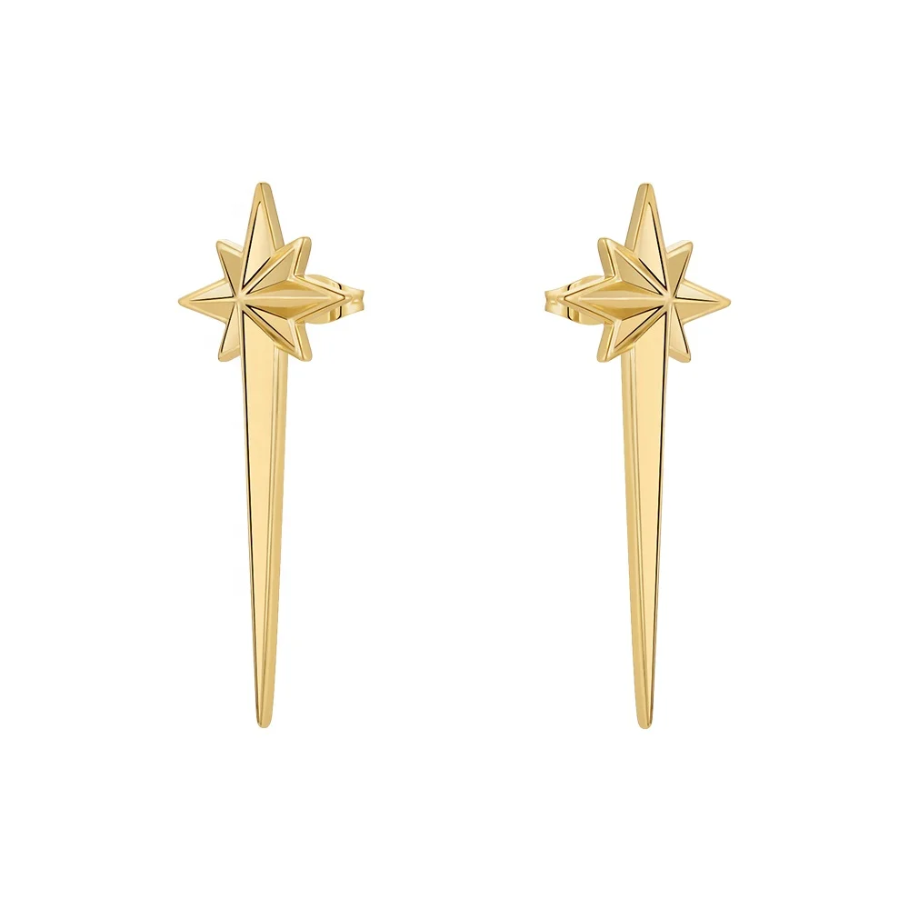 Original Design 18K Gold Plated Brass Jewelry Irregular Octagon Star Ear Studs For Women Accessories Drop Earrings E221482