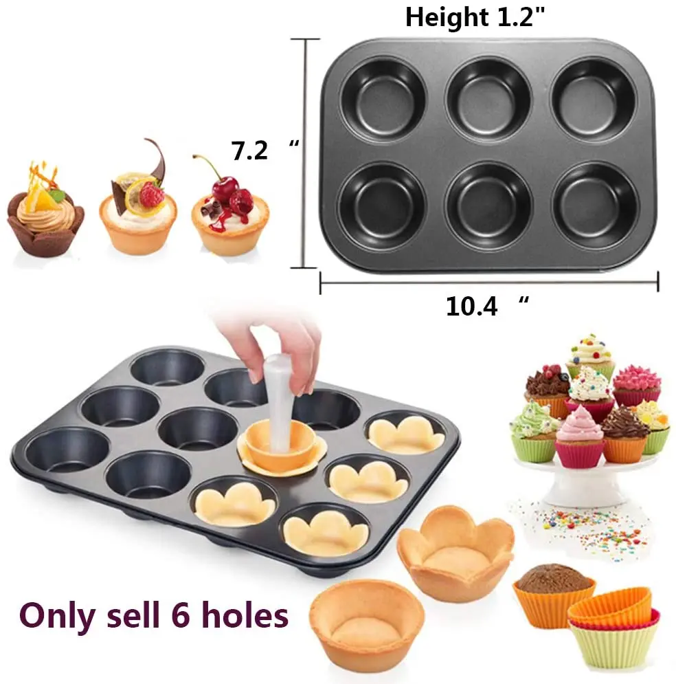

Non-Stick Custom Black Bakeware 6 8 12 Cup Muffin Pan Square Christmas Cupcake Baking Tray for Oven, Black/gray