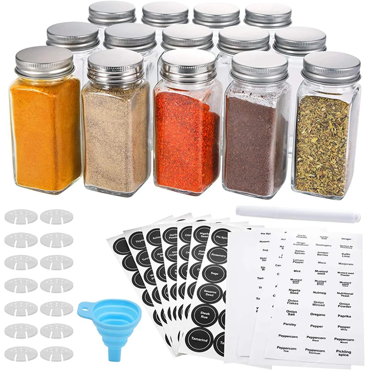 

120ml 4 oz Salt and Pepper Shakers Saleros Seasoning Spice Jar Glass Bottle Spice Storage Container Set