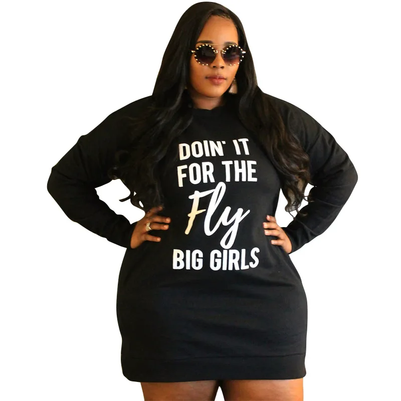 

Wholesale Fall fashion Plus Size Clothing Sweateshirt Dress Women 2021 Long Sleeve Letter Print Hoodie Dress, As pictures or customized colors