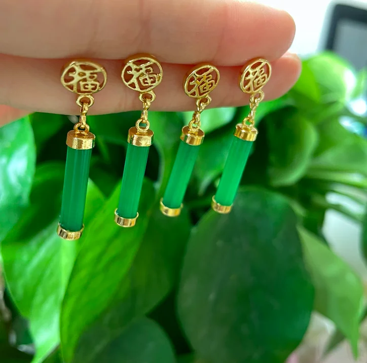 

jialin jewelry 2021 ins wholesale Green Jade Jewelry for women Earrings