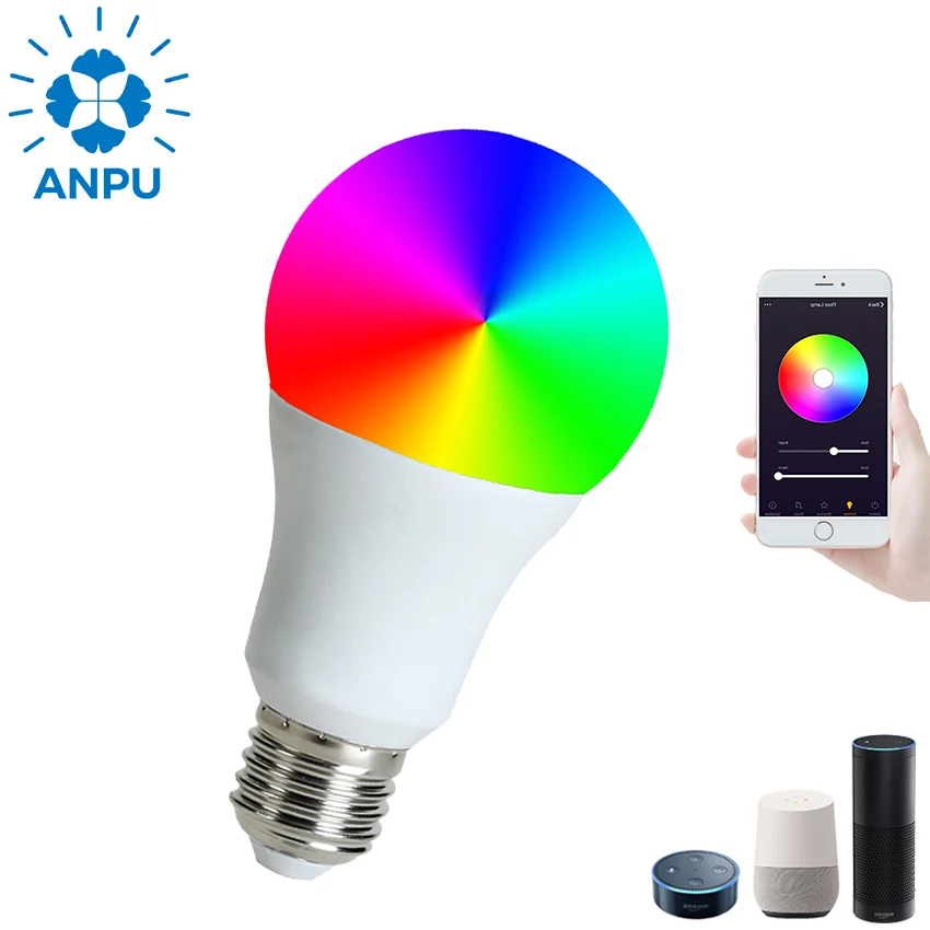 China Tuya Alexa Google Home Enabled 9W RGB Dimmable 220V LED Bulb WiFi Lamp Smart LED Music Lights Raw Material