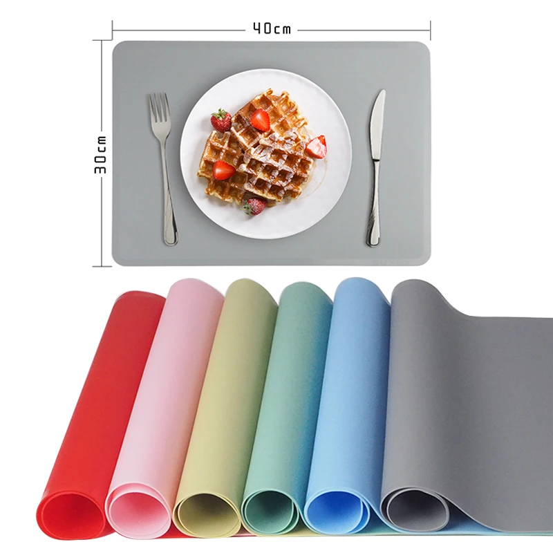 

Custom Reusable Child Kids Dinner Placemat Desk Countertop Kitchen Pastry Rolling Dough Pad Tool Reusable Silicone Table Mat, Customized color