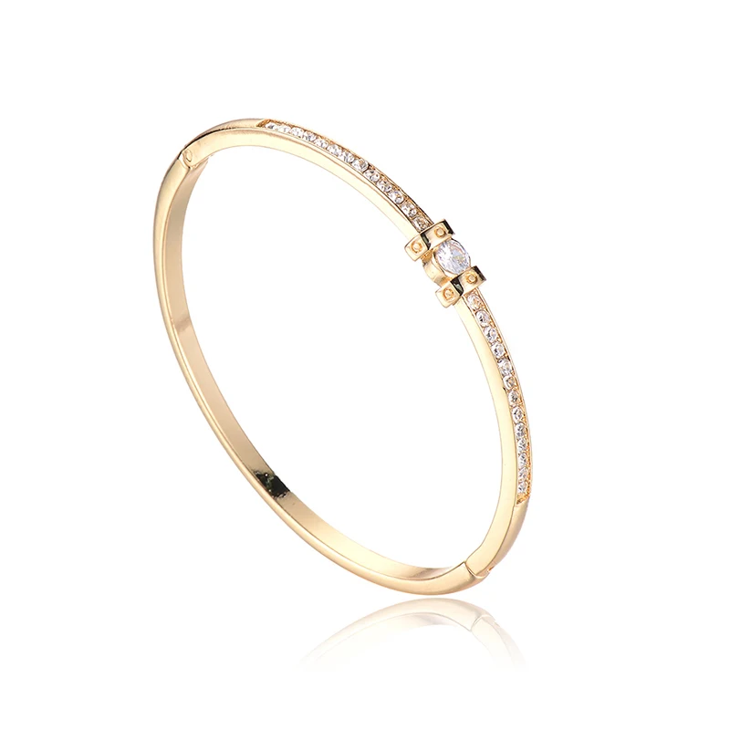 

Women's Fashion Jewelry Alloy Rhinestone Bangle Tri-color Single Zircon Girls Bracelets Candy Cute Girls Jewelry Gift Bracelet, Picture shows