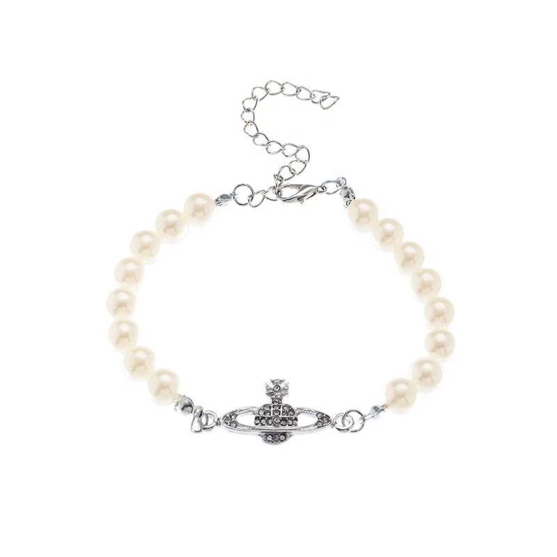 

Diamond Planet Ladies Bracelet Personalized Pearl Saturn Bracelet, Silver