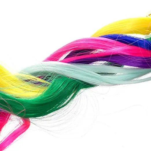 

YY0539 Colored Party Highlights Clip on in Hair Extensions Multi-Colors Hair Streak Synthetic Hairpieces
