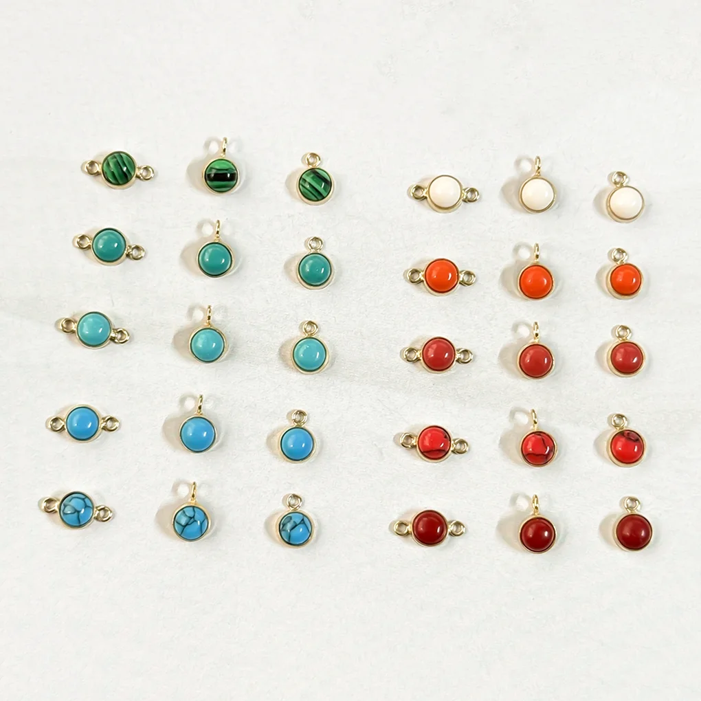 New Style 14K Gold Filled 4mm Imitation Red Turquoise Connector Charms for Jewelry Making Pendant