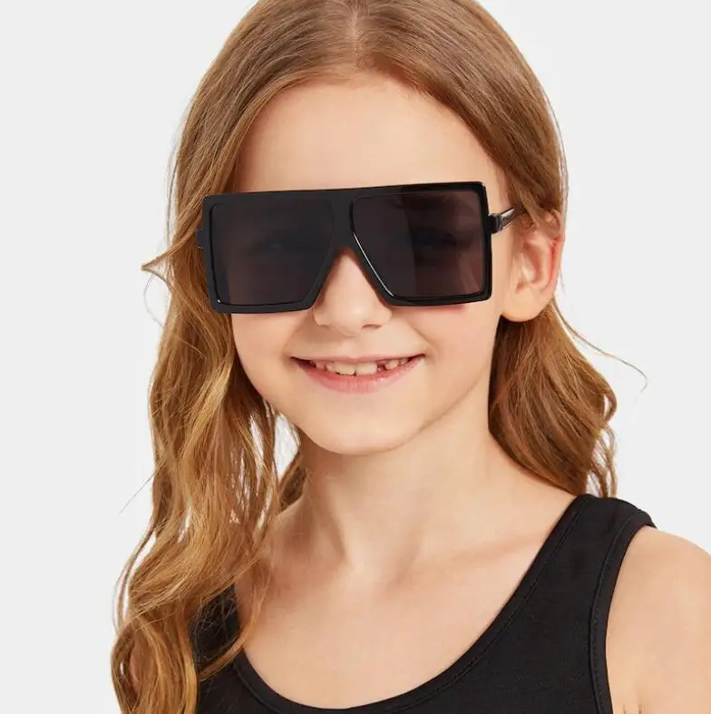 

2021Qmoon Little Kids Children Size Sun Glasses Girl Boy Square Oversized Big Kids Cheap Sunglasses