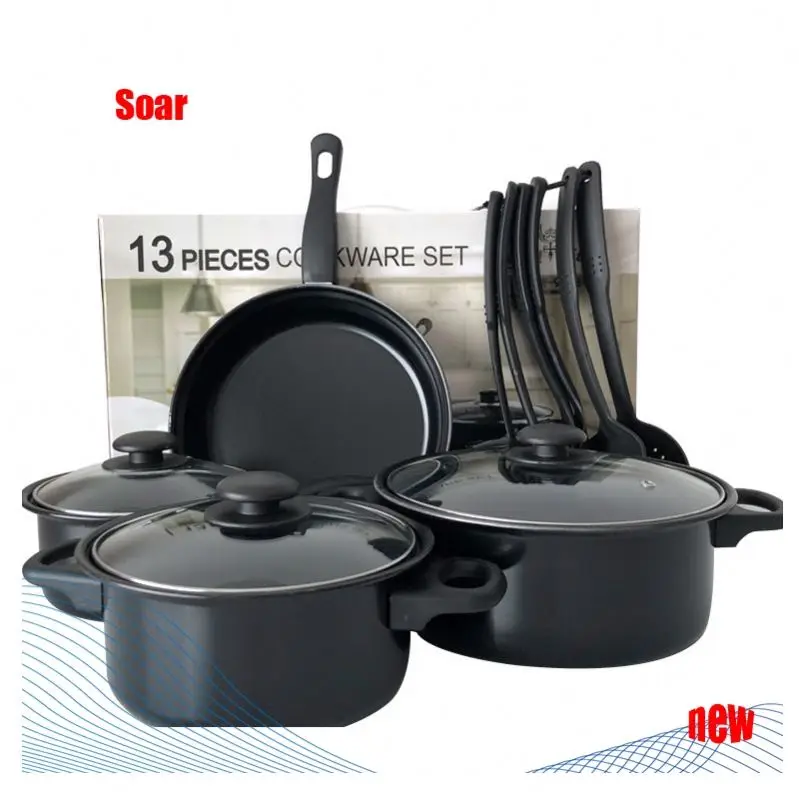 

Amazon 13 Pcs Cookware Set Pots And Pans Non Stick Kitchen Camping Sets Cooking Pot, Black