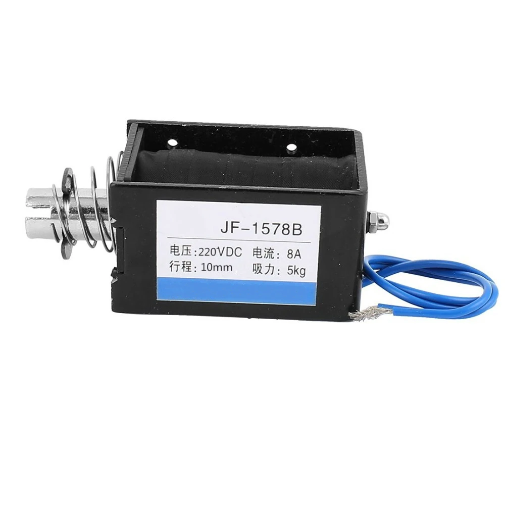 

JF-1578B DC24V 5A 12V 8A 15mm Stroke 5kg 50N Force Open Frame Pull Push Electric Solenoid Electromagnet