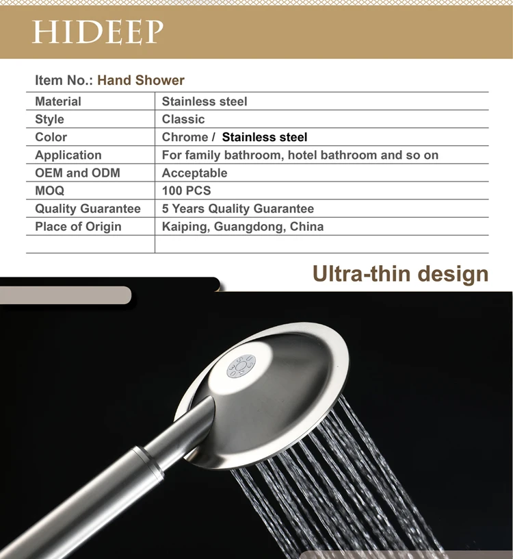 HIDEEP shower shower stainless steel drawing round bathroom hand shower head