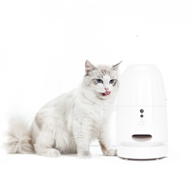 

2022 ELS Popular Design Auto Camera App Dog Food Automatic Pet Feeder brand New Cat Music feeder, White