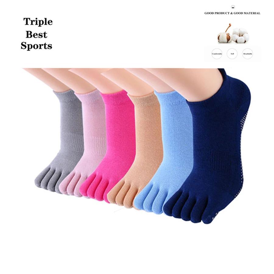 

Best selling design custom yoga socks mix color pilates yoga socks logo printed no slip five toes yoga socks