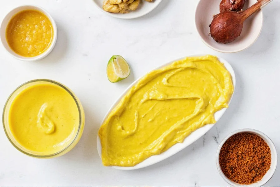 Step-by-step preparation of saffron aioli showing golden sauce in mortar