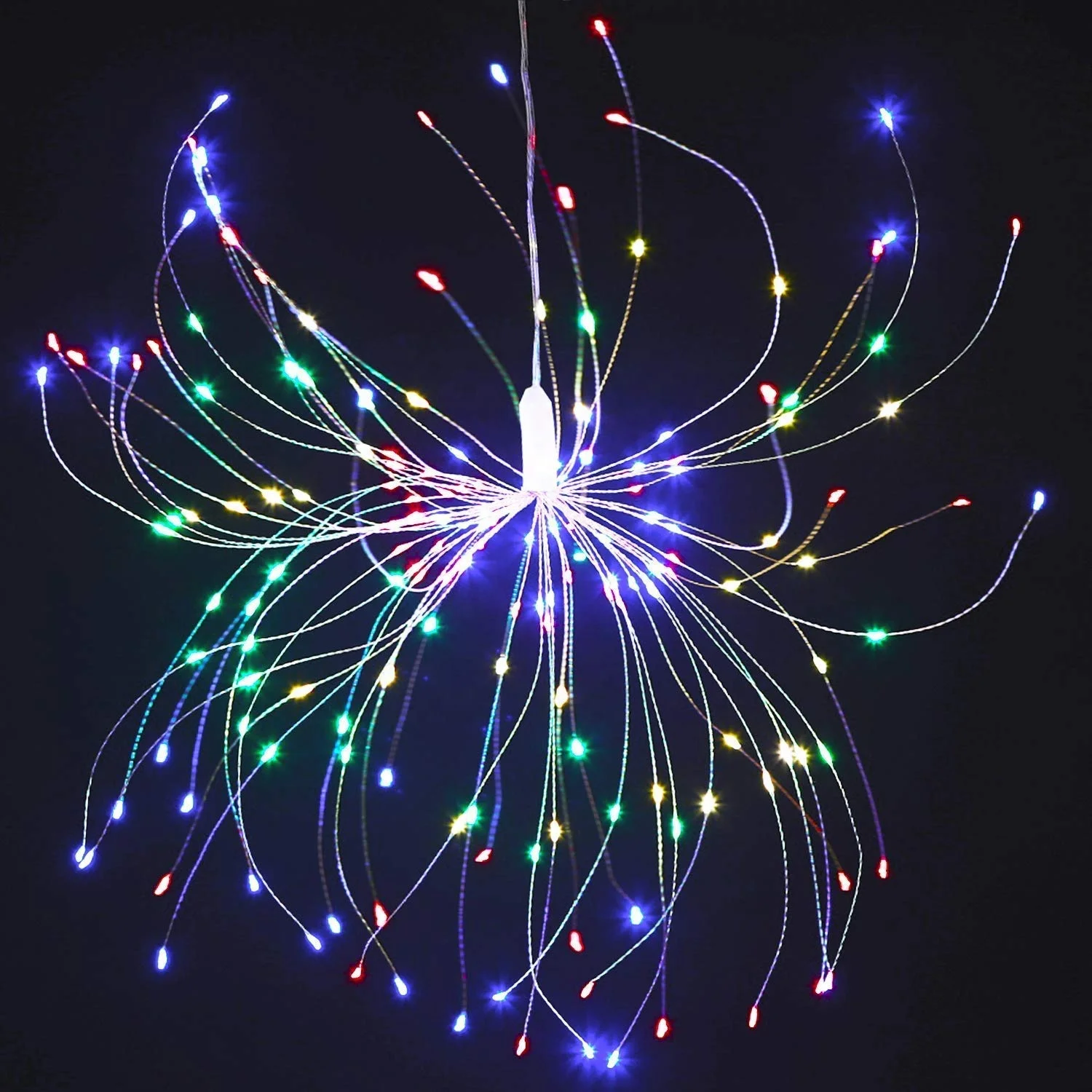 
2pack Firework Lights 120 led Copper Wire Starburst String Lights 8 Modes Battery Operated Remote Christmas Hanging Lights 