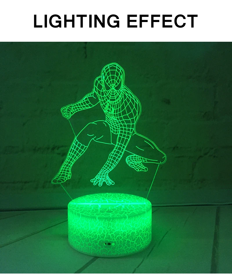 Creative 3D marvel iron man rechargeable LED small night lights Xmas Toy Gift  for boys