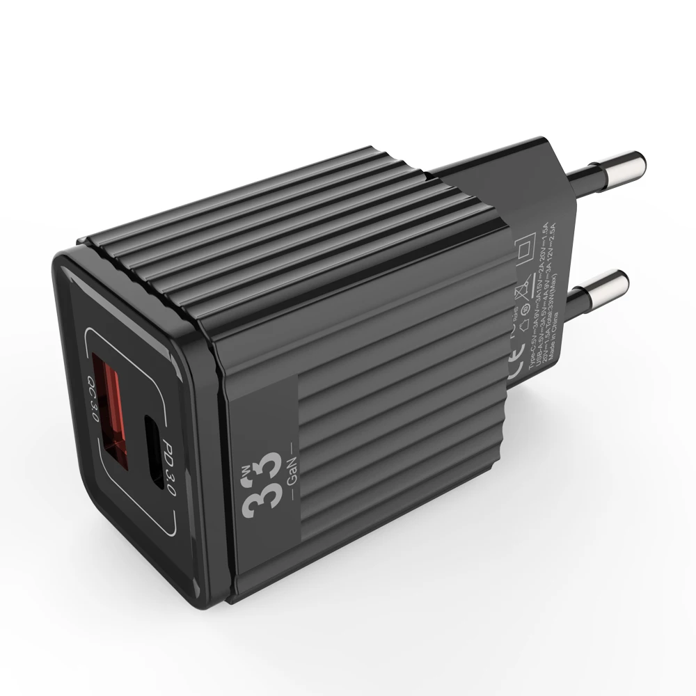 

New 33W Gan Charger Portable Mobile Phones Charger USB Type C Fast Wall Charger, Black white customized