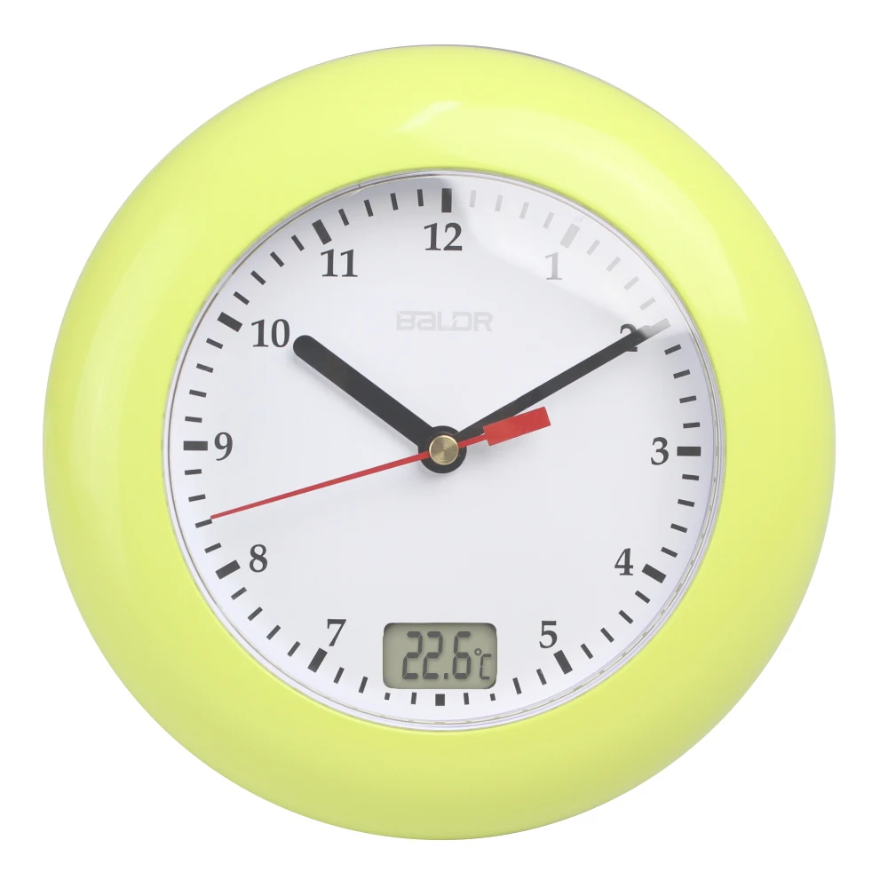 

Stocktake Sales Colorful Bathroom Analog Clock IPX4 Waterproof Spray Wall Clock LCD Display Indoor Temperature