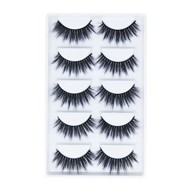 

3D chemical fiber false eyelashes 5 pairs of natural eyelashes false mink hair high quality false eyelashes, Black