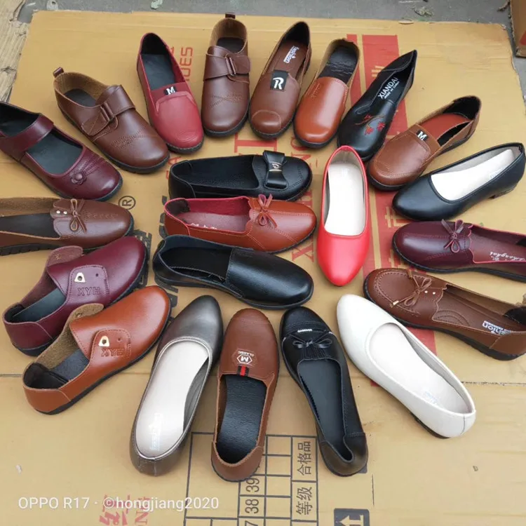 

New design women's shoes wholesale leather materials and women's shoes stock cheap spot shoes