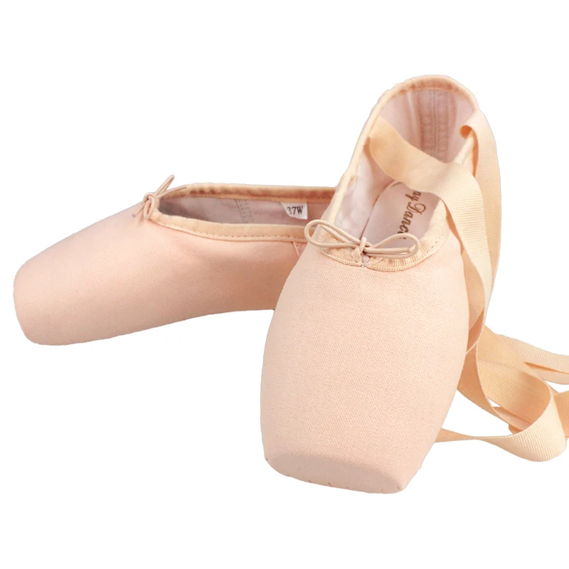 

Girls Women Canvas Cotton Ballet Pointe Shoes, Nude