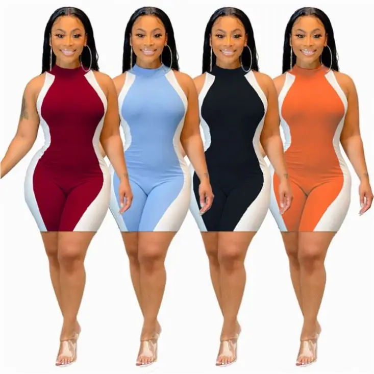 

FASHIONOSINA Sleeveless Bodycon Jumpsuit 2021 Short Casual Woman Rompers Women One Piece Jumpsuits And Rompers