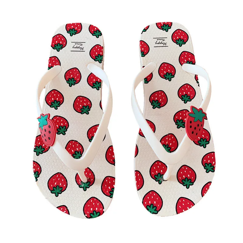 

Fruit strawberry flip-flops female cartoon cute seaside all-match beach shoes