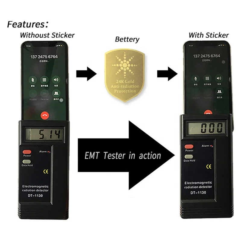 

CAMAZ patent newest model 5G blocker EMF protection Anti Radiation Mobile Sticker EMR quantum shield scalar mobile phone chip, Gold