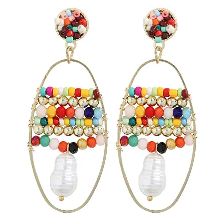 

Beaded Earrings Handmade Earrings Multicolor Pendant Earrings for Women