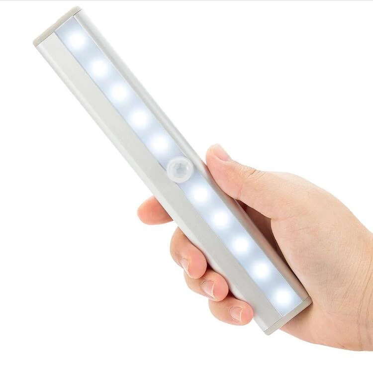 10 LED wireless Under Cabinet wardrobe Light USB rechargeable Pir motion sensor led lights with remote control factory