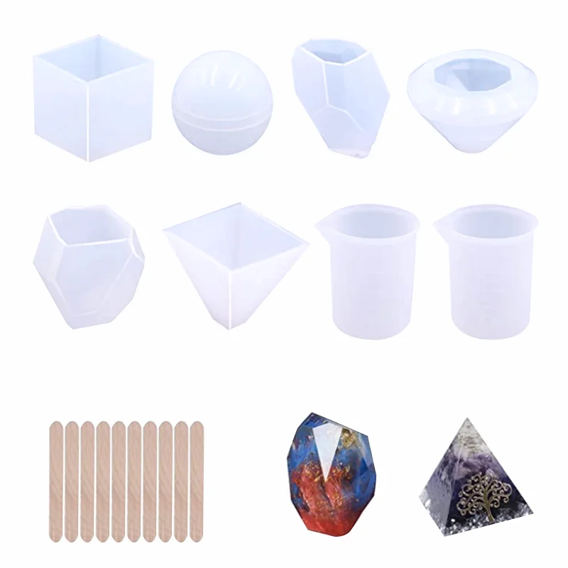 

18Pcs Silicone Resin Molds Tools Set Includes 6 Resin Casting Molds Paperweight Soap Candle for DIY Home Decoration