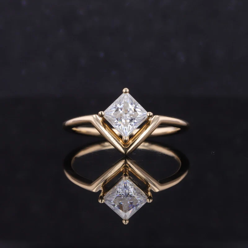 

starsgem 14k yellow gold moissanite jewelry princess cut engagement moissanite ring