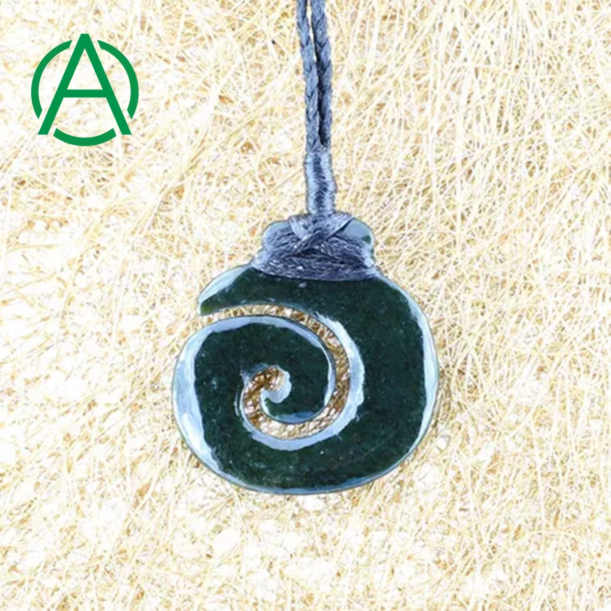

ArthurGem Nh030 Canadian Nephrite Jade Fish Hook Carving Necklace Pendant