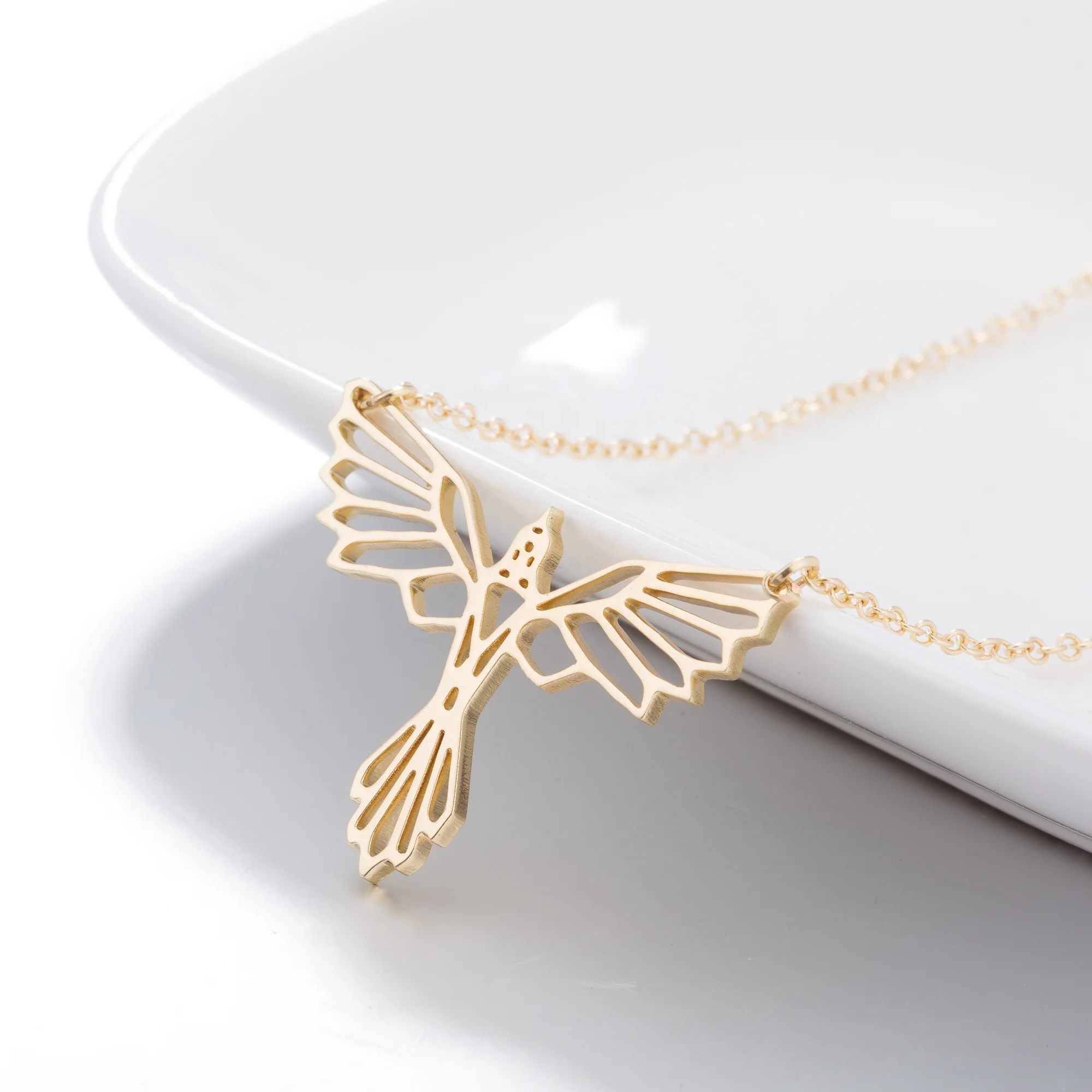 

Origami Phoenix Necklaces Women Men Bird Charm Necklace Jewelry Custom Filigree Pendant