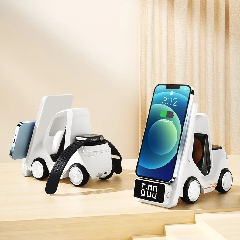 

Adjustable Light All In One Wireless Charging Phone Holder Phone Stand With Clock