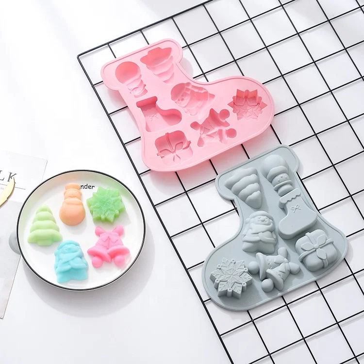 

Christmas Snowman Shape fondant silicone mold kitchen baking chocolate pastry candy Clay making cupcake decoration tools, Pink,blue