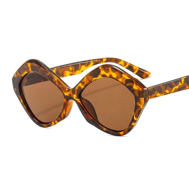 

New fashion candy color unisex sunglasses retro leopard polygon frame sun glasses ins style designer brand shades for women men