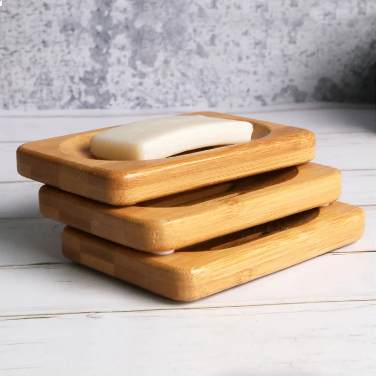 Custom Ecofriendly Handmade Natural Bamboo Soap Dish Rectangular